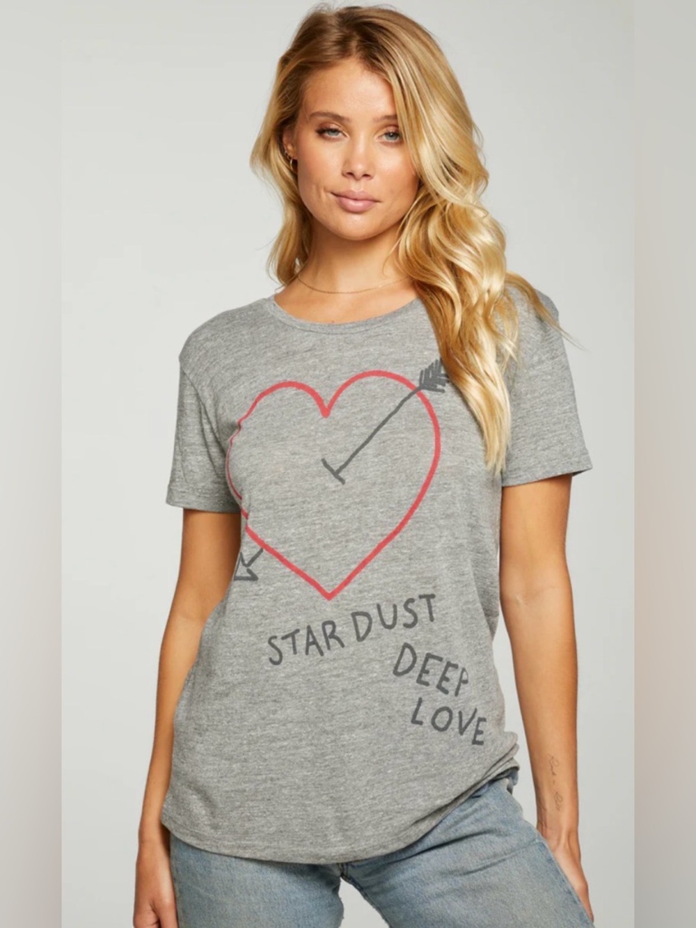 Chaser Gray 'Stardust Deep Love' Heart Graphic Crewneck Tee